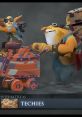 Techies from Dota 2, showcasing quirky designs and playful elements in a colorful battle scene.