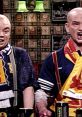 Two passionate soccer hooligans express excitement, wearing team jerseys and scarves in a lively pub setting.