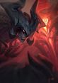 Aatrox from League of Legends, showcasing his dark and fierce presence in a fiery environment.