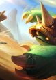 Rammus the armored turtle braves a desert landscape, showcasing agility and strength in League of Legends gameplay.