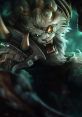 Rengar from League of Legends, a fierce lion champion with a menacing roar and battle-ready armor, poised for action.