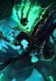 Eerie portrayal of Thresh from League of Legends, featuring ghostly green flames and his haunting scythe-like chains.