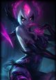 Evelynn from League of Legends, showcasing her seductive dark magic with purple and black hues in an enchanting pose.