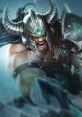 Tryndamere, the fierce Barbarian champion from League of Legends, wields his sword with intensity and power.