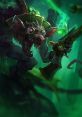 Vibrant fantasy artwork of Twitch from League of Legends, showcasing his mischievous character in a green-laden environment.