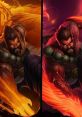 Udyr in League of Legends showcasing his Phoenix and Tiger stances, radiating fiery energy and fierce determination.