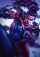 Vayne from League of Legends in dynamic action pose, showcasing her stealthy and fierce character design.