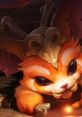 Gnar from League of Legends, a cute but fierce champion, showcases his unique armor and playful demeanor in this artwork.