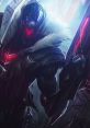 PROJECT: Jhin in an epic pose, wielding futuristic weapons with a dark, moody backdrop and striking red accents.