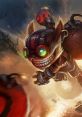 Ziggs from League of Legends flying through the air, ready to launch explosive bombs with a mischievous grin.