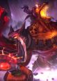 Infernal Nasus from League of Legends unleashes fiery power, showcasing his fierce form and demonic features in battle.