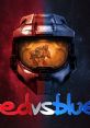 Red vs Blue logo featuring a helmet split between red and blue sides, symbolizing the iconic animated series.