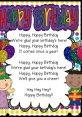 Colorful birthday song board featuring cheerful characters, lyrics celebrating birthdays, and vibrant balloons. Perfect for happy occasions!