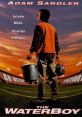 Adam Sandler stars in "The Waterboy," holding a bucket, embodying humor and heart on the football field.