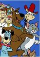 Classic Hanna-Barbera characters including Scooby-Doo, Yogi Bear, and Tom & Jerry in a colorful ensemble.