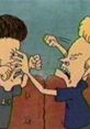 Beavis and Butt-Head arguing on a couch, showcasing their iconic comedic rivalry in "Beavis & Butthead 2.