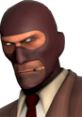 Spy from Team Fortress 2 with a cigarette, wearing a suit and mask, exuding stealth and cunning.