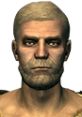 Confessor Cromwell from Fallout 3, featuring a serious expression and a distinct look with short hair and a beard.