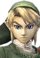 Link from Super Smash Bros. Brawl features his iconic green tunic and piercing blue eyes, showcasing a determined expression.