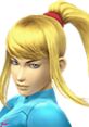 Zero Suit Samus from Super Smash Bros. Brawl facing forward, showcasing her iconic blonde ponytail and blue suit.