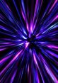 Vibrant purple and blue light streaks create a dynamic effect, resembling time travel and cosmic energy. Back in Time effects.