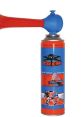 Brightly colored fog horn spray can with a red horn, designed for sound signaling in sports and maritime activities.