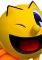 Cheerful Pac-Man character smiling, featured in Mario Kart Arcade GP DX, showcasing vibrant game graphics and nostalgia.