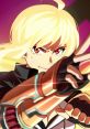 Yang Xiao Long focuses intensely, showcasing her signature gauntlet and fierce determination, ready for action in an anime scene.