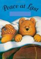 Two cartoon bears sleeping peacefully under a blanket with the title "Peace at Last" above, symbolizing tranquility and comfort.