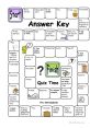 Colorful quiz board featuring various questions and answers, perfect for engaging learners in a fun, interactive format.