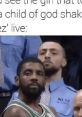 Kyrie Irving's reaction during a live performance at Quarantine Radio, capturing a memorable moment in sports culture.