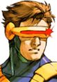 Cyclops from Marvel vs. Capcom 2 showcases his iconic visor and bold hairstyle, ready for epic battles.