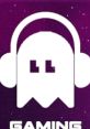 Minimalist design featuring a ghost with headphones, representing Arbek's Gaming, set against a vibrant purple background.