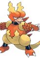 Magmar from Pokémon Puzzle League, known for its fiery appearance and unique abilities, showcasing vibrant colors.