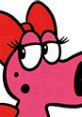 Birdo from Super Mario Advance with a pink face and red bow, showcasing her iconic expressive eyes and playful demeanor.