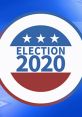 Election 2020 logo with red, white, and blue colors, featuring three stars and the text "ELECTION 2020" prominently displayed.