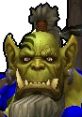 Blademaster character from Warcraft III, showcasing an orc warrior with distinctive green skin and traditional attire.