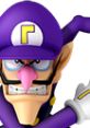 Waluigi in a fierce pose from Mario & Sonic at the Olympic Winter Games, showcasing his signature purple outfit and mischievous grin.