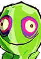 Chuchu character from The Legend of Zelda: The Wind Waker, featuring vibrant green color and distinctive large eyes.