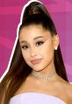 Ariana Grande showcasing her signature high ponytail and glam makeup with a sparkling choker against a vibrant backdrop.