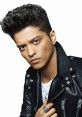 Bruno Mars showcasing his signature style with a leather jacket and striking hairstyle, capturing his iconic look and charisma.