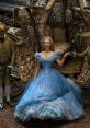 Cinderella in a dazzling blue ball gown, stepping from her ornate carriage, embodying fairy tale elegance and magic.