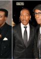 Eddie Murphy and Arsenio Hall pose together in stylish suits, highlighting their iconic friendship and comedy legacy.