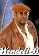 Wendell B in stylish brown jacket and cap, set against a city skyline, exuding confidence and charisma.