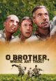 Three characters in prison attire journey through a lush landscape in “O Brother, Where Art Thou?”—a modern Odyssey.