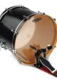 Black bass drum with Evans head and pedal, essential for creating powerful rhythms in Drum & Bass music.