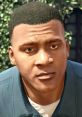 Close-up of Franklin from GTA V, showcasing his focused expression and detailed character design against a blurred backdrop.