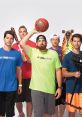 Dude Perfect group poses with sports gear, showcasing their fun-loving, competitive spirit and enthusiasm for sports.