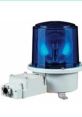 Blue emergency alarm signal light with a white base, used for electronic alarm systems and alerts in various environments.