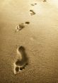 Footprints in golden sand, symbolizing a journey or adventure, create a serene and reflective atmosphere.